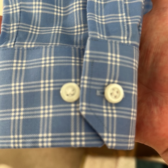 Banana Republic Dress Shirt in Checkered Blue. Medium, tall. - Picture 2 of 4